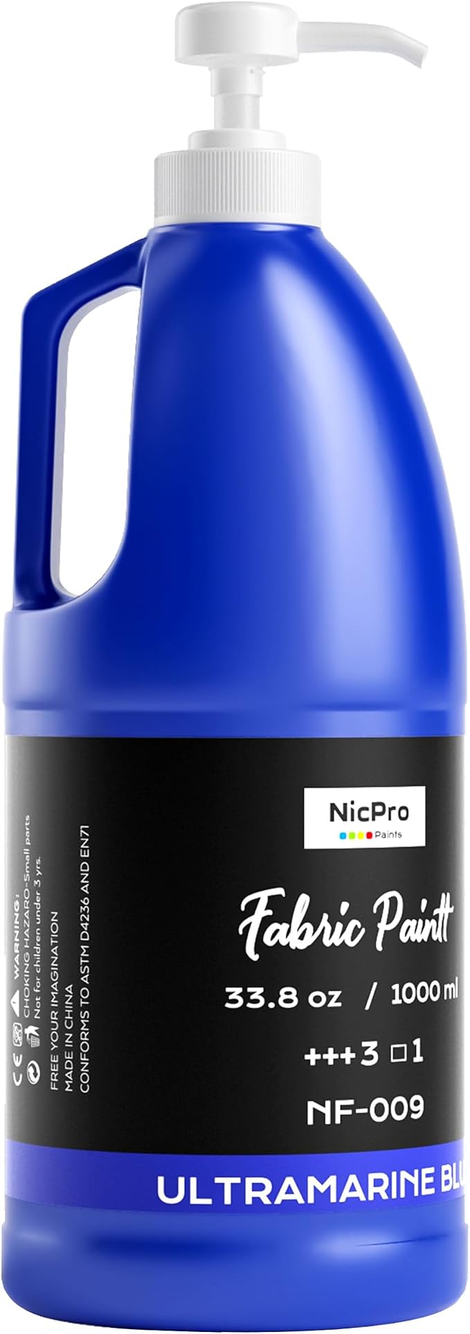Nicpro Blue Fabric Paint with Pump, 33.8 fl oz Large Fabric Paint by Nicpro