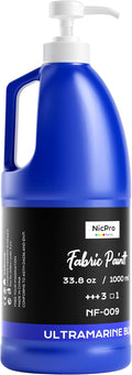 Nicpro Blue Fabric Paint with Pump, 33.8 fl oz Large Fabric Paint by Nicpro