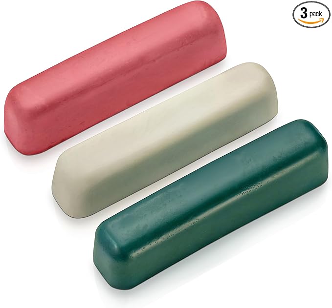 BeaverCraft Stropping Compound Kit for Leather Strop - Buffing Compound for Knife Polishing - Red White Green Polishing Compounds P03