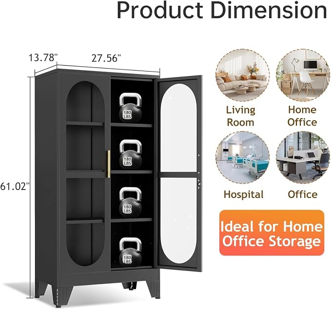 61"H Metal Display Cabinet - Image 2