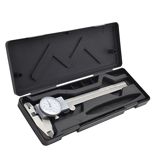 6 Inch Dial Caliper Measuring Tool, 0.001 Inch Graduation, Measure Inside Outside Dimensions and Depth, with Carry Case