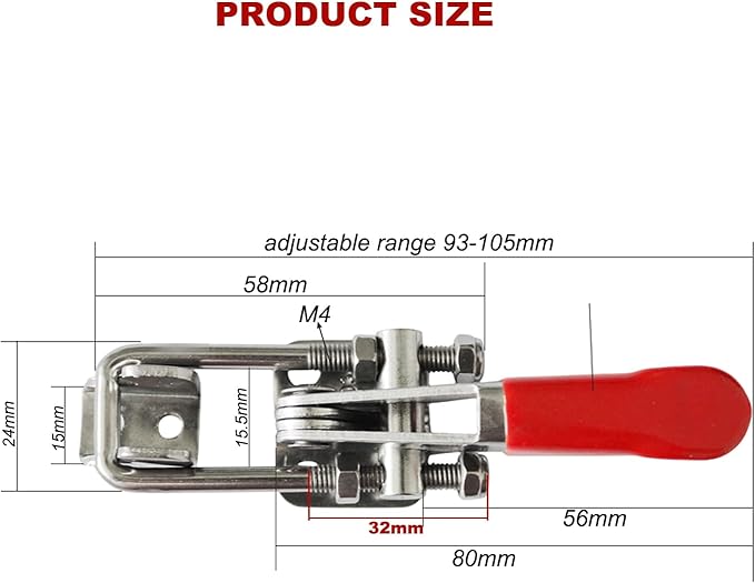 Toggle Clamp Latch 400LBs, 304 Stainless Steel Durable Adjustable U Bolt Holding Quick Release Latch 40323-2pcs with12pcs Screws