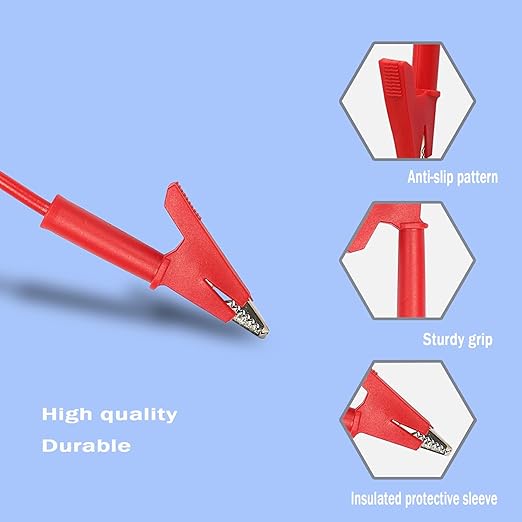 Multimeter Alligator Clips Test Leads,Heavy Duty Banana Plug to Alligator Clips for Multimeter Test Leads for Meter Tester,16AWG 3.28Ft 4PCS.