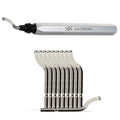 AFA Tooling - Deburring Tool with 11 High Speed Steel Swivel Blades - Works on Metal, Stainless Steel, Resin, PVC Pipes, Copper, Plastic and 3D Printed Edges - 3D Printing Burr Removal Reamer Tool