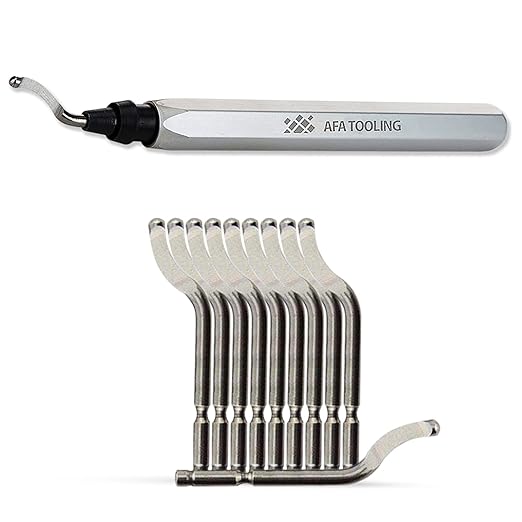 AFA Tooling - Deburring Tool with 11 High Speed Steel Swivel Blades - Works on Metal, Stainless Steel, Resin, PVC Pipes, Copper, Plastic and 3D Printed Edges - 3D Printing Burr Removal Reamer Tool