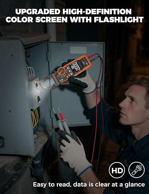 Digital Inrush Clamp Meter, CM06 Clamp Multimeter, T-RMS 6000 Counts 600A Amp Voltage Tester with VFD, LOZ, Measures NCV, AC/DC Voltage Current, Continuity Capacitance Frequency Resistance