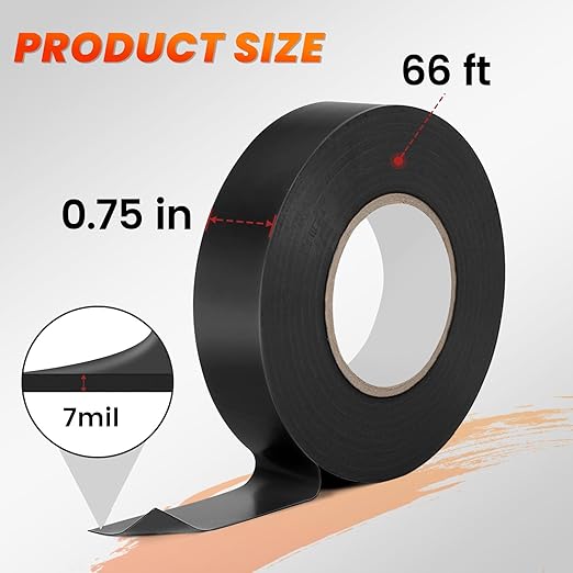Electrical Tape, Black, 3/4 inch x 65 ft, High Temperature Electric Tape Weatherproof for Home DIY, Repairs, Electrical, Automotive and Equipment, 10-Pack (10)