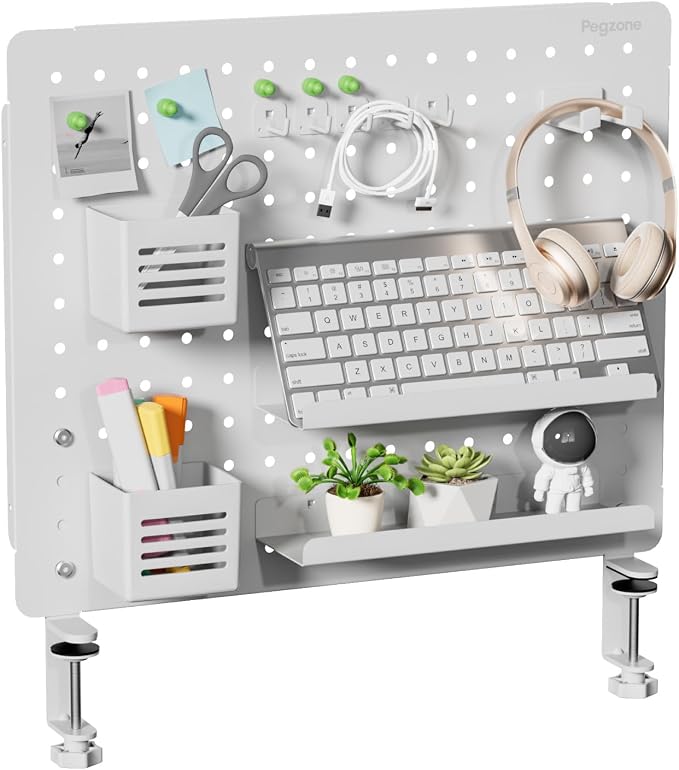 PEGZONE Clamp on Desk Pegboard, 20.4" x 16.5", by Pegzone