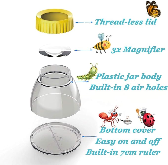 Bug Viewer for Kids 3X Magnifying Insect Observation Kit Built-in 7cm Ruler - Image 2