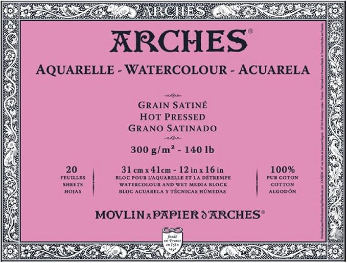 Arches Watercolor Paper Block, Hot Press, 140 pound by ARCHES