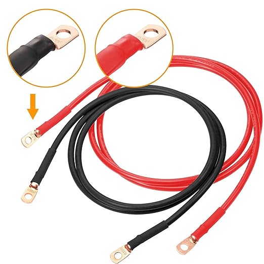 SVAAR 68pcs Battery Cable Lugs Kit 1/0 AWG 1 AWG 8 AWG Battery Cable Ends Heavy Duty Wire Lugs Copper Lugs with 3/8" & 5/16" Stud Closed End Tubular Ring Terminals Connectors with Heat Shrink Tube