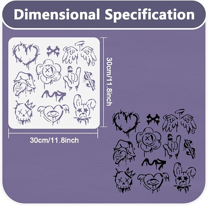 11.8"x11.8" Street Graffiti Wall Stencil Templates, Street Art Reusable Plastic - Image 2