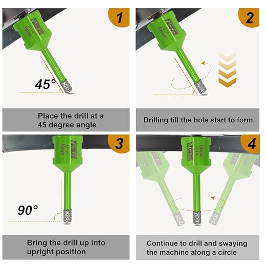 Diamond Core Drill Bits,2pcs 3/8" 10mm Ceramic Tile Drill Bits Vacuum Brazed Diamond Hole Saw for Porcelain Tile,Granite,Marble,Concrete,Masonry,Brick