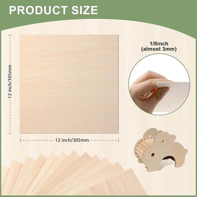 48 Pack Basswood Sheets 1/8x12x12 Inch, Unfinished Wood - Image 2