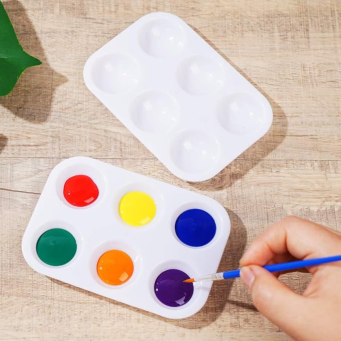 30 PCS White Plastic Paint Palettes 6 Well Rectangular Watercolor Palette - Image 5