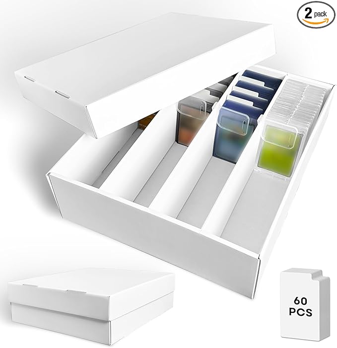Fageverld 2-Pack Trading Card Storage Box, Top loader Storage Boxes, includes by Fageverld