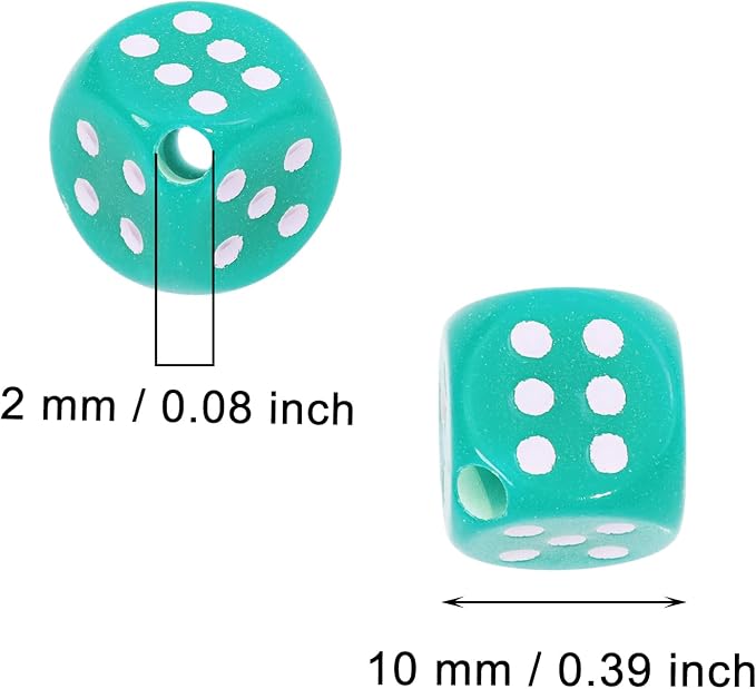Tupalizy 10mm Acrylic Dice Beads Small 6 Sided Dice Charms - Image 2