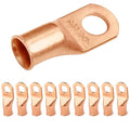SELTERM 10pcs 3/0 AWG - 1/2" Stud - Battery Lugs, Heavy Duty Wire Lugs, Ring Terminals, Battery Cable Ends,000 Gauge Terminals, UL Bare Copper Eyelets Electrical Battery Terminal Connectors