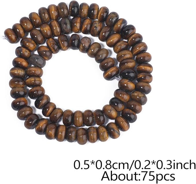 Songxi 5x8mm Natural Yellow Tiger Eye Stone Rondelle Beads, Gemstone - Image 2