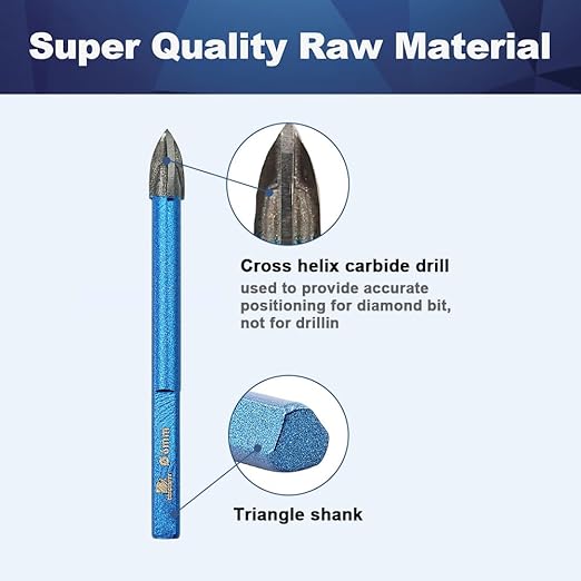Masonry Drill Bit BRSCHNITT 3/16",1/4"*4,5/16"*2,3/8"*2,1/2" Carbide Tips Concrete Drill Bit Set for Pots Bottles Ceramic Tile Glass Brick Ceramic Triangle Shank