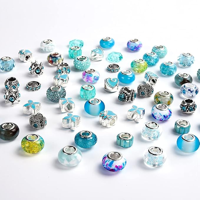 Aipridy European Large Hole Beads, Colorful Glass Charm Beads Set - Image 2