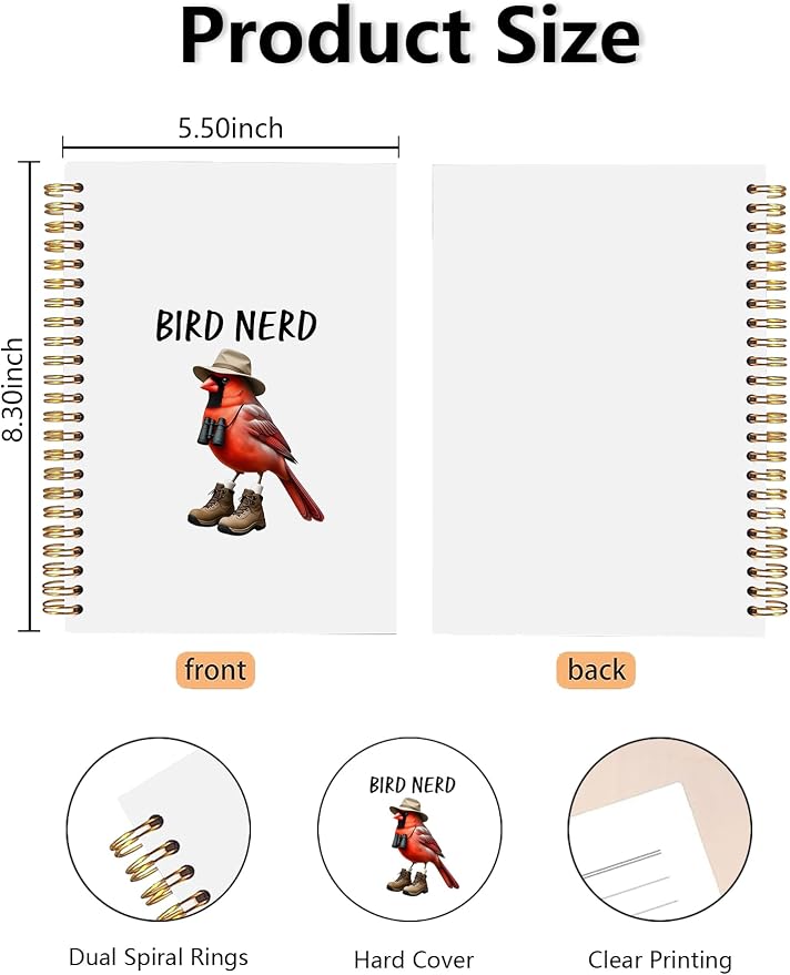 Funny Cardinal Bird Birding Spiral Notebook, Gifts - Image 2