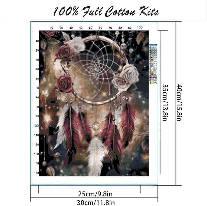 Dreamcatcher Cross Stitch Kits for Adults Beginner, Flower Counted Cross Stitch - Image 2