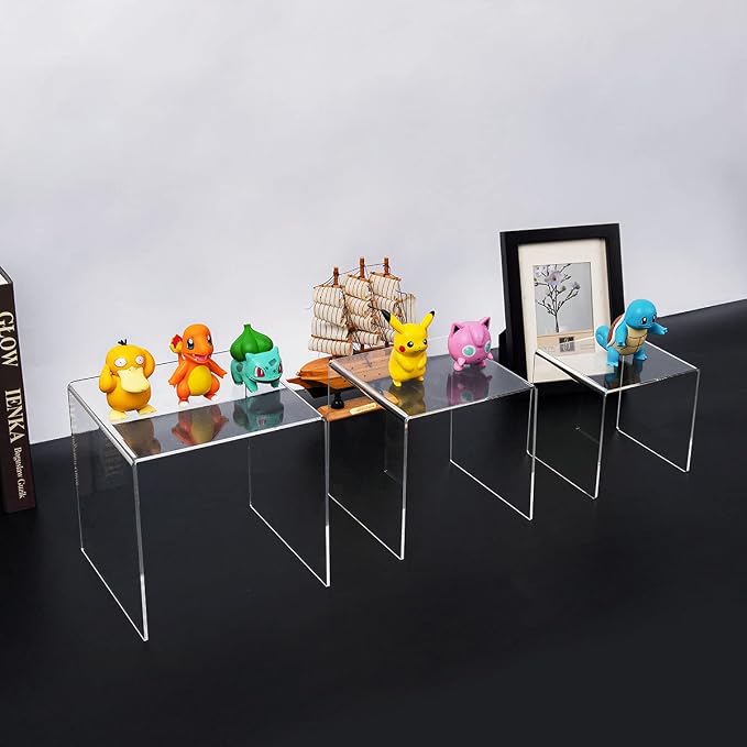 HIIMIEI Clear Acrylic Display Risers 2 Sets, 3-Tier Risers Stands Showcase - Image 7