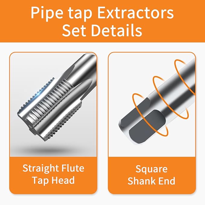 5-Piece NPT Pipe Tap Set, Precision Carbon Steel NPT Tap Thread Cutting Brill Bits Set for Clean Accurate Threads, 1/4" NPT Tap, Perfect for Plumbers Mechanics DIYers, with Durable Plastic Case.