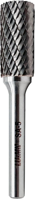 SA-5 Tungsten Carbide Burr Cylinder Shape Double Cut Rotary Burr File(1/2” cutter Dia X 1”Cutter Length) with 1/4'' Shank dia By LU&MN
