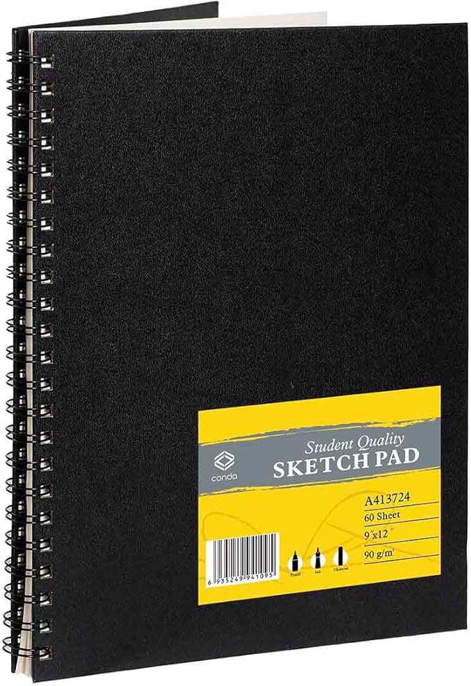 CONDA 9"x12" Double-Sided Hardbound Sketchbook, 60 Sheets, Heavyweight by CONDA