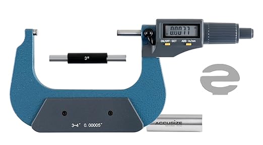 Accusize Industrial Tools 3-4''/75-100 mm by 0.00005''/0.001 mm 2 Key Electronic Digital Outside Micrometer, mm/Inch, Metric/Imperial, Md71-0004