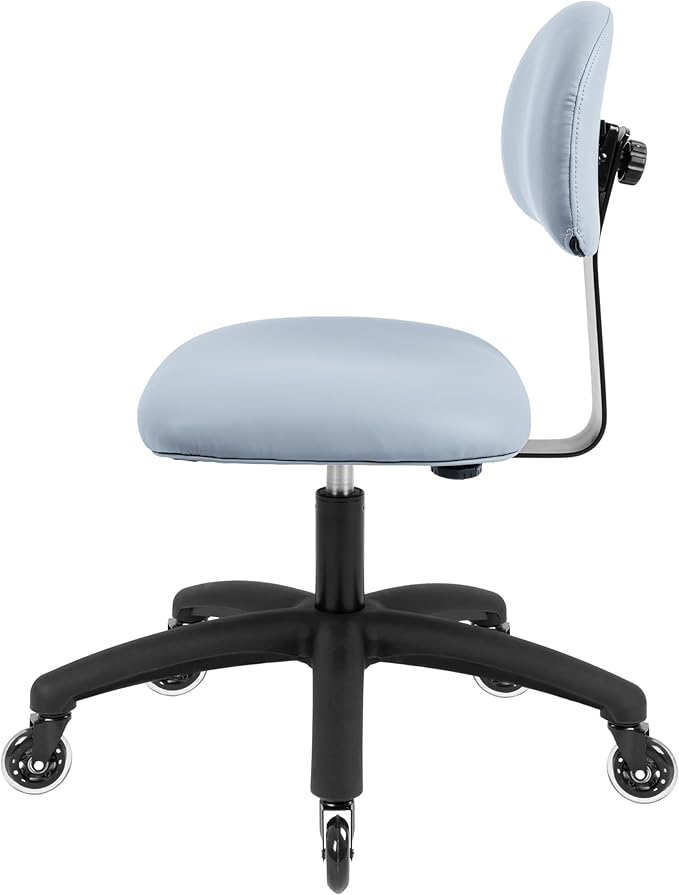 Chair Master FSS Series Square seat Low (18"-23") seat Height Chair. Vinyl-for Office, Garage, Desk, Shop, Computer, Doctor, Medical, Easy to Clean! NO Footring (Gray, Low, Rubber Roller Casters)