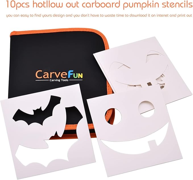 Pumpkin Carving Kit Heavy Duty Stainless Steel Tools with Carrying Case (Total 31 Pieces) Pumpkin Carver Pumpkin Sculpting Set Halloween Party Decorating Gift for Adults (Black)