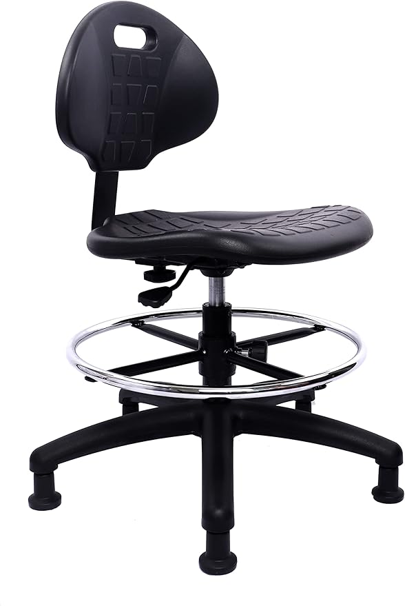 Chair Master (Medium Bench Stool, Glides Easy to Clean! Ergonomic Polyurethane Stool. Seat Height Range 18"-26". Adjustable Footring. for Home Office Lab Workstation