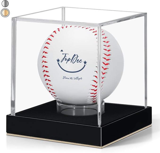 JupDec Baseball Display Case for Single Autograph Ball, UV Protected Stand Box by JupDec