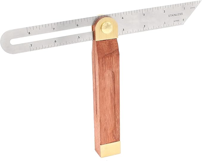 Litoexpe 9" T-Bevel Sliding Angle Ruler Protractor, Adjustable Angle Finder Ruler Hardwood Handle Woodworking Protractor Tool with Metric & Imperial Marks