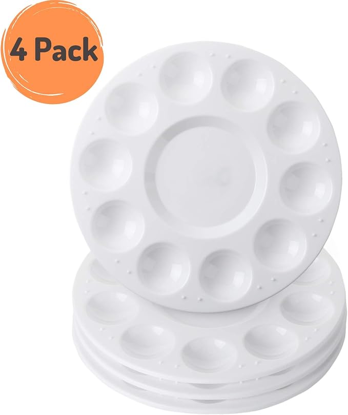 Mr. Pen- Round Paint Tray Palettes, 4 Pack | Plastic White Palettes - Image 2