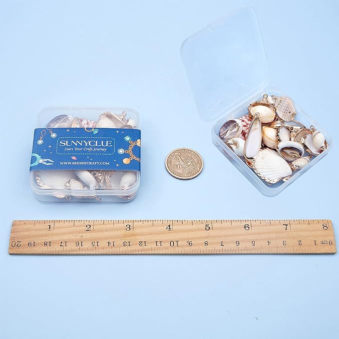 SUNNYCLUE 1 Box 20pcs 10 Styles Natural White Cowrie Seashells Charm Conch - Image 7