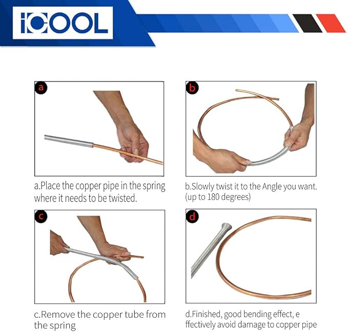 ICOOL 5pcs Spring Tubing Benders Set 1/4, 5/16, 3/8, 1/2, and 5/8 Inch for Soft Copper, Brass, Aluminum and Thin Wall Steel Tubing