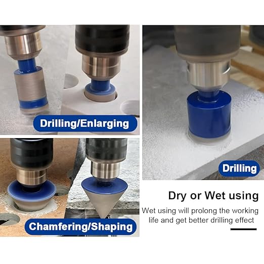 SHDIATOOL Diamond Drill Core Bits Kit Hole Saw Sets Diamond Drilling Mould Guide for Porcelain Tile Marble Ceramic Granite with Hollow EVA Guide Jig 11pcs(6/8/10/20/28/32/35/45/65/25MM/2inch)