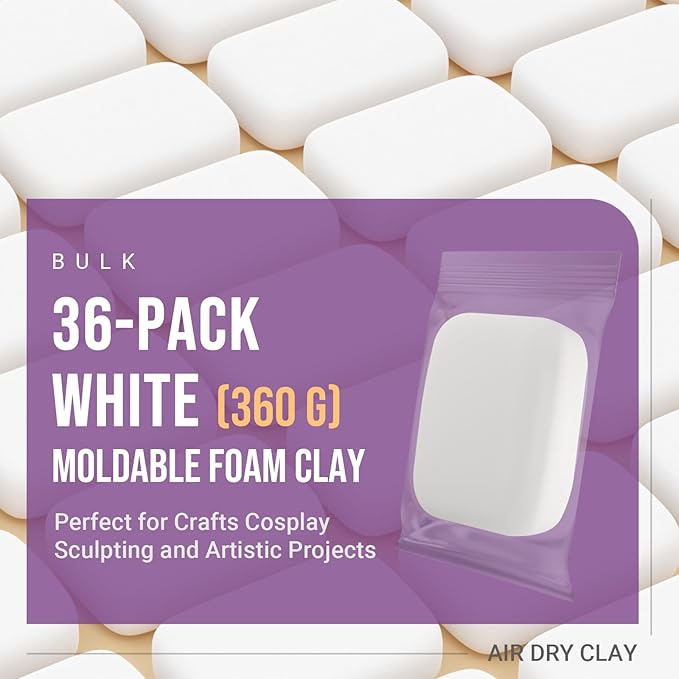 CALPALMY Air Dry Foam Clay, 360g White Moldable Soft Clay - Image 2