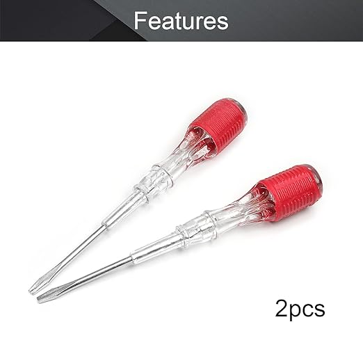 Fielect 2pcs Voltage Tester Voltage Detector Pen Circuit Tester Tool Steel Batch Slotted Test Pencil JRDB-859 AC/DC 100-500V Clear