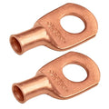 SELTERM 2pcs 6 AWG 3/8" Stud (Wide Pad) Copper Wire Lugs, Battery Lugs,Ring Terminals,Battery Cable Ends, 6 Gauge Ring Terminal Connectors,UL Heavy Duty Bare Copper Eyelets Battery Terminal Connectors