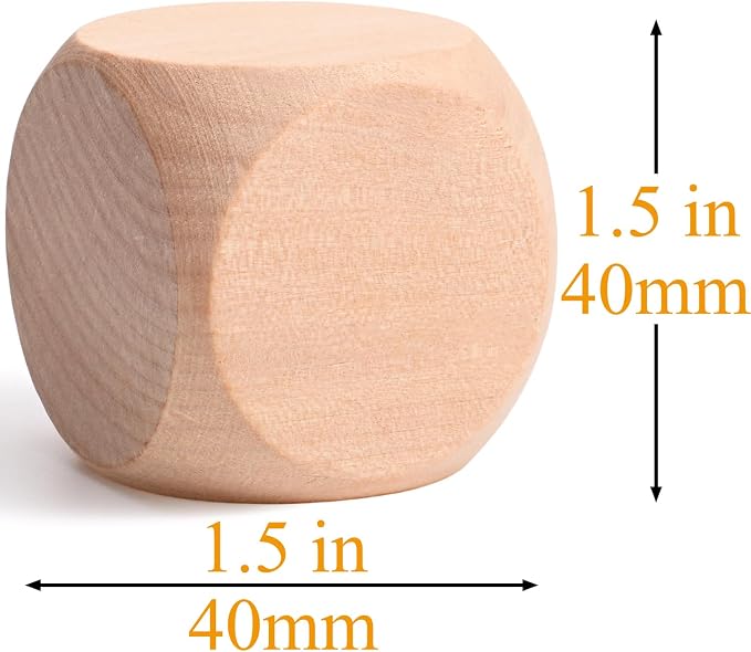 Blank Wood Dice 1-1/2 inch 20PCS Unfinished Square Blocks 40mm Small Wooden - Image 7