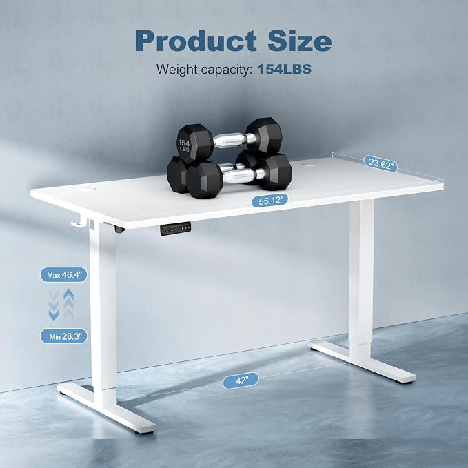 DUMOS 55 Inch Electric Standing Desk Height Adjustable, Sit to Stand Computer - Image 3