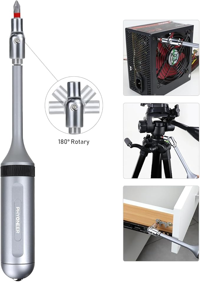 13-in-1 Ratcheting Screwdriver Set with 12 S2 Driver Bits, Direction Converter, and Magnetic Storage - Durable Aerospace Aluminum Handle for Household and Automotive Use.