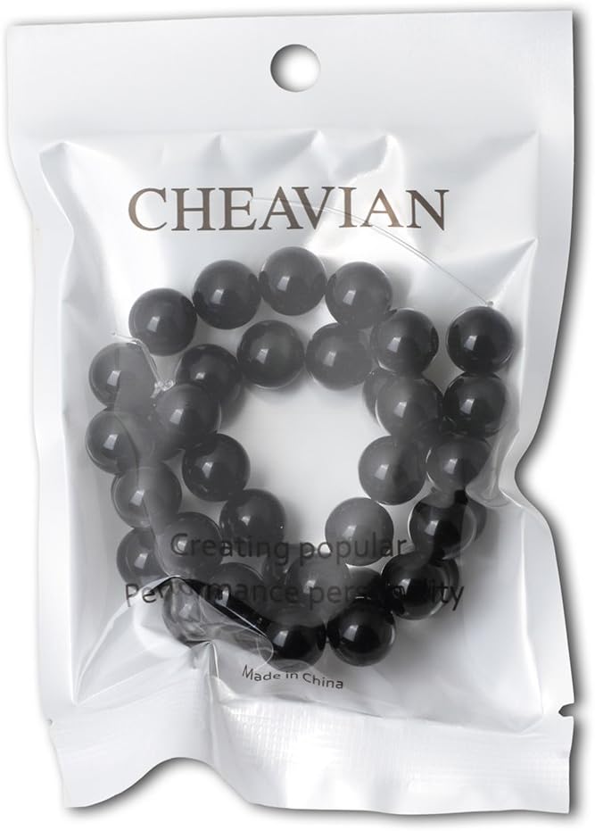 35PCS 10mm Natural Black Obsidian Gemstone Round Loose Beads Crystal Energy - Image 5