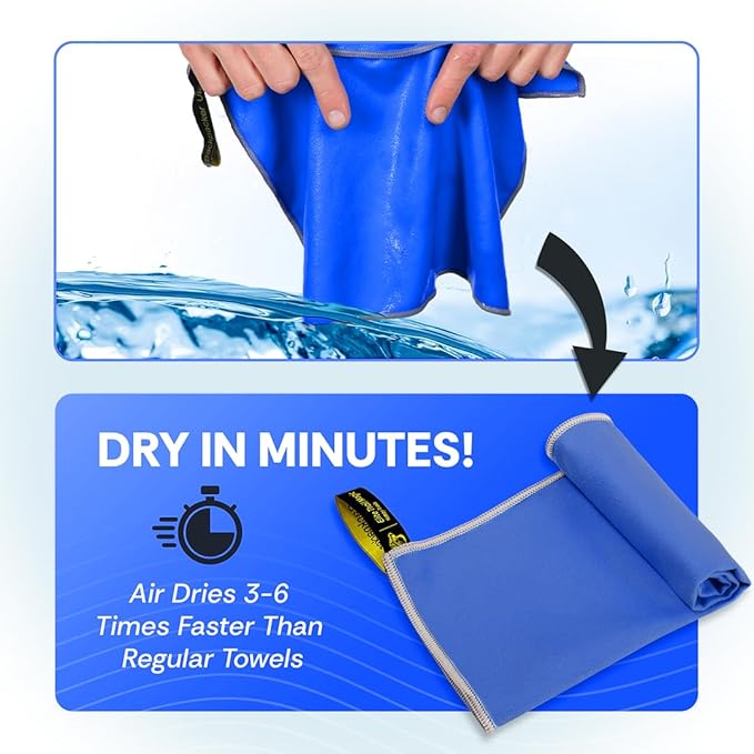 Backpacking Ultralight Quick Dry Microfiber Soft Fast Drying Hand and Face Towel Wash Cloth Camping Yoga Hiking Active Lifestyle Small (Blue, Small)