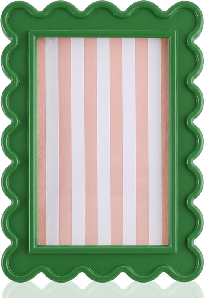 AceOrbit 4x6 Inches Dark Green Flower Wavy Scalloped Picture Frame Cute Wavy by Unknown